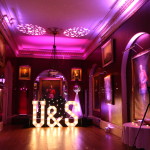 Goodwood House Wedding DJ setup with light up letters