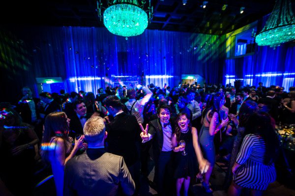 Guests dance to DJ at Glaziers Hall Corporate Party