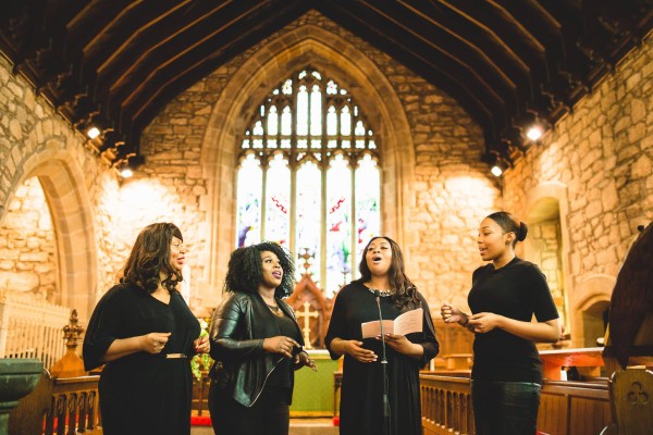 Gospel singers Warm up before a Wedding performance