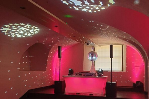 Wedding DJ with professional lighting at Queen's House luxury wedding venue in London