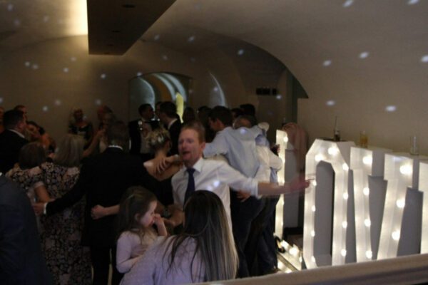 Wedding DJ and LED light up letters at Queen's House in Greenwich, London