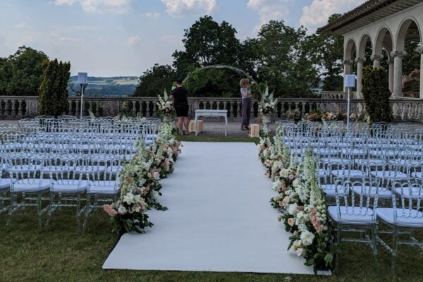 Wedding DJ at Cliveden House luxury Berkshire wedding venue - outdoor ceremony setting