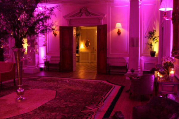 Wedding DJ at Hedsor House luxury wedding venue in Buckinghamshire - coloured lighting options