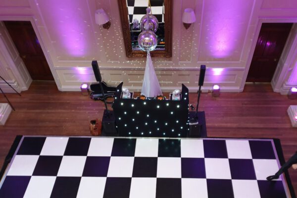 Wedding DJ at Hedsor House luxury wedding venue in Buckinghamshire - DJ setup and dance floor