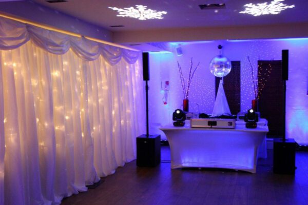 Wedding DJ at Stoke Place wedding venue in Buckinghamshire - event production, lighting options and DJ setup