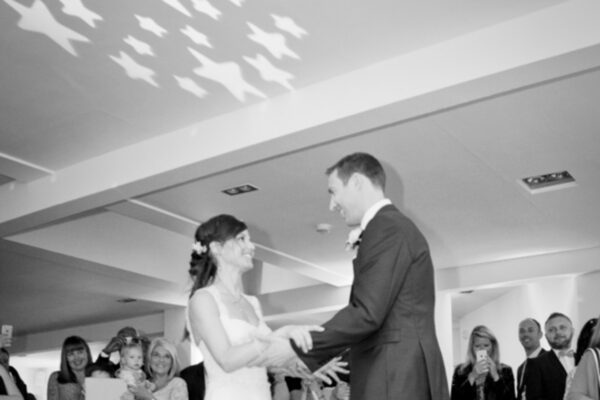 Wedding DJ at Stoke Place wedding venue in Buckinghamshire - bride and groom first dance