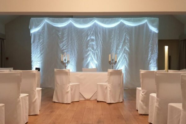 Wedding DJ at Stoke Place wedding venue in Buckinghamshire - ceremony lighting 