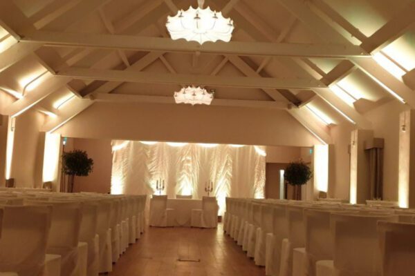 Wedding DJ at Stoke Place wedding venue in Buckinghamshire - decor options for converted barn