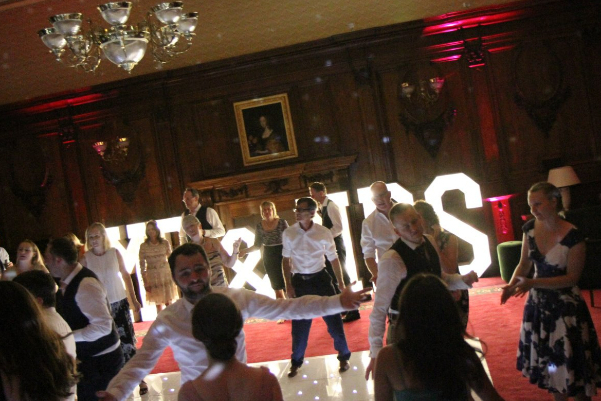Wedding DJ and LED letters at Ashridge House luxury wedding venue in Hertfordshire