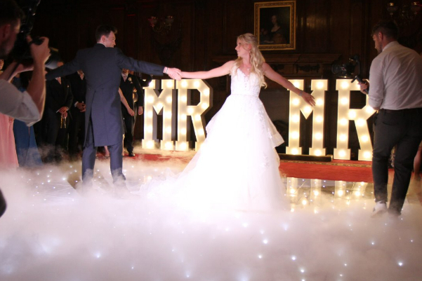 Wedding DJ and light up letters at Ashridge House luxury wedding venue in Hertfordshire