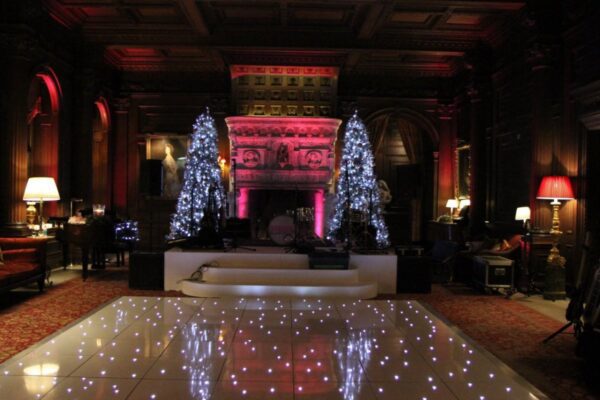 Wedding DJ and live band stage at Cliveden House, Berkshire luxury wedding venue