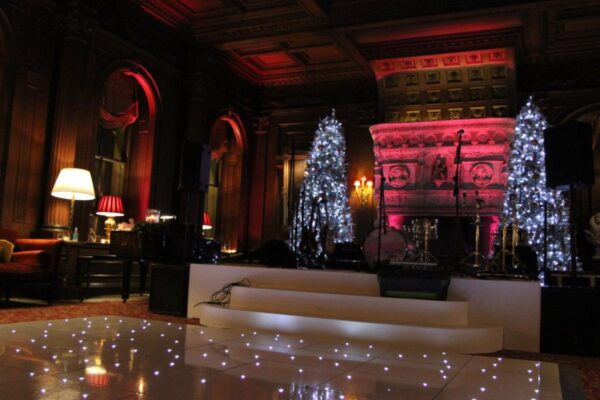 Wedding DJ and party band setup at Cliveden House, Berkshire - Christmas luxury weddings