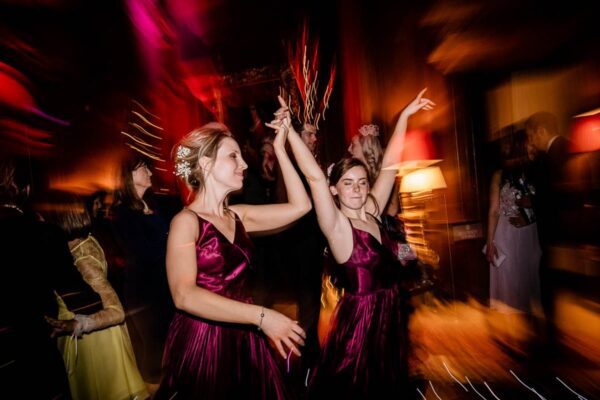 Wedding DJ at Cliveden House, Berkshire - bridesmaids dancing to live music