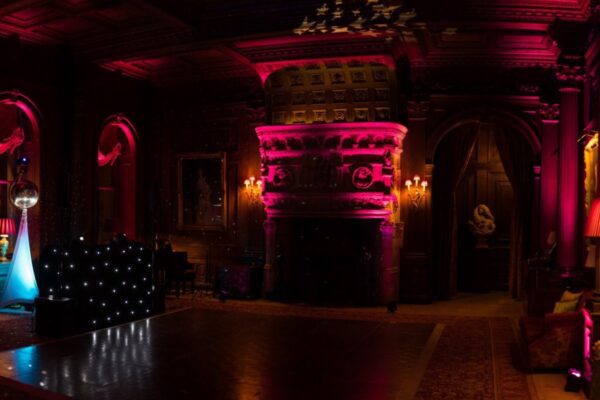 Wedding DJ at Cliveden House, Berkshire - ambient mood lighting ready for evening celebrations