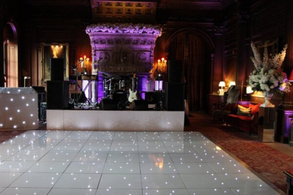 Wedding DJ at Cliveden House, Berkshire - live band stage setup
