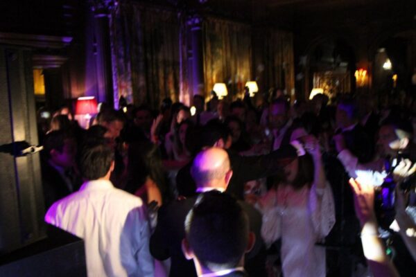 Wedding DJ at Cliveden House, Berkshire - guests celebrating and dancing 
