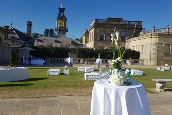 Wedding DJ at Cliveden House, Berkshire - outdoor luxury wedding setup