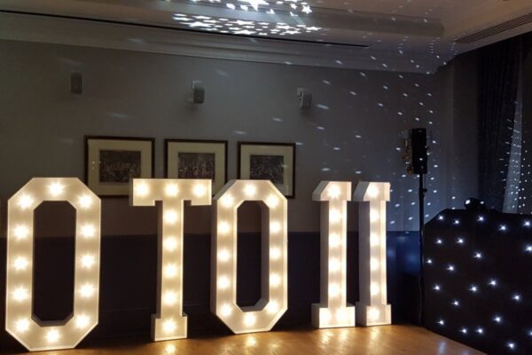 Wedding DJ at Cliveden House, Berkshire - large LED light up letters