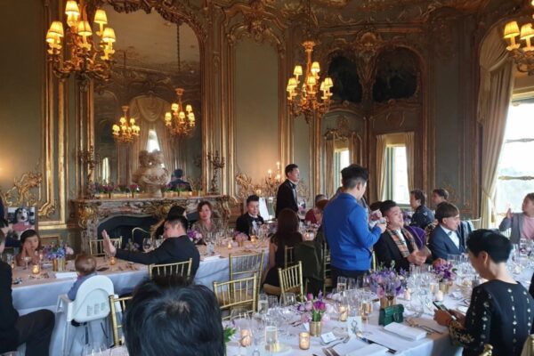 Wedding DJ at Cliveden House, Berkshire with luxurious decor and grand table setting