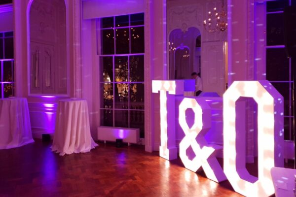 Wedding DJ at luxury London wedding venue 10-11 Carlton House Terrace - LED light up letters