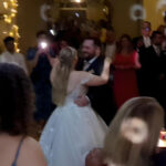 Couple doing their first dance at a wedding at Hever Castle in Kent.