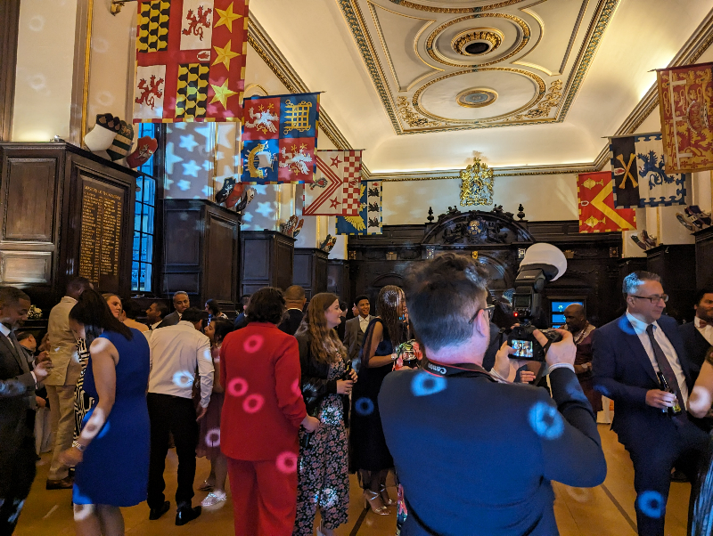 Guests dancing at London wedding venue, Stationers' Hall.